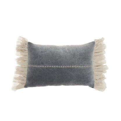 14" X 22" Steel Blue Pillow With Tassels Edges
