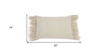 14" X 22" Steel Blue Pillow With Tassels Edges