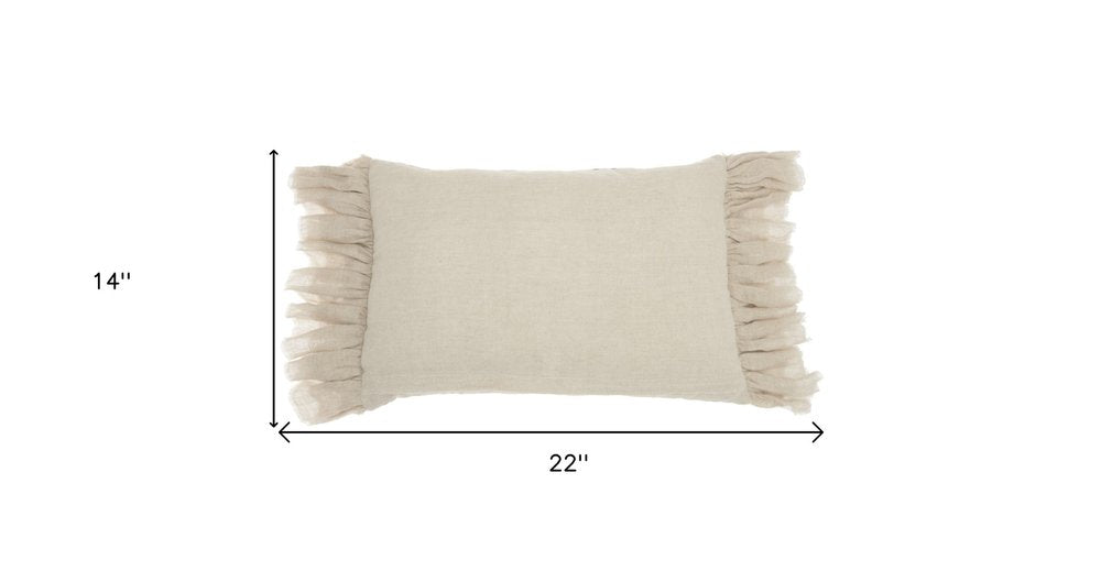 14" X 22" Steel Blue Pillow With Tassels Edges