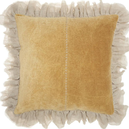 Wide Tasseled Marble Yellow Throw Pillow