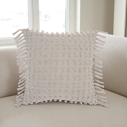 Tassel Detailed Gray Throw Pillow