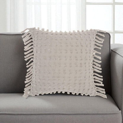 Tassel Detailed Gray Throw Pillow