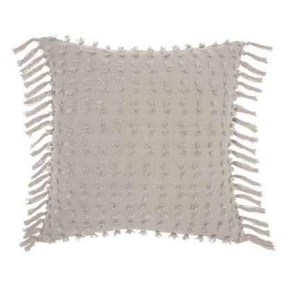 Tassel Detailed Gray Throw Pillow