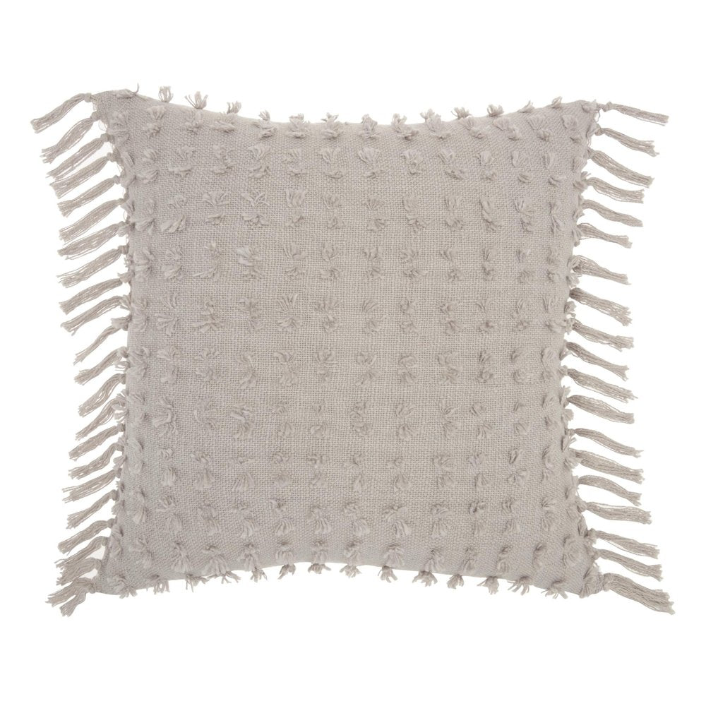 Tassel Detailed Gray Throw Pillow