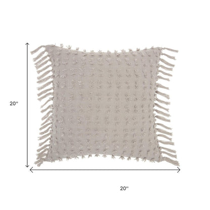 Tassel Detailed Gray Throw Pillow