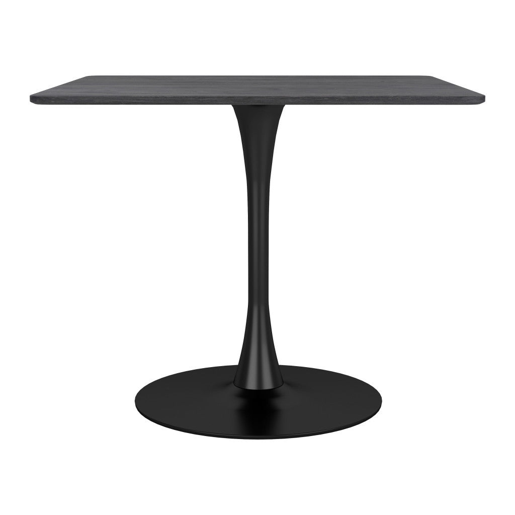 35" Black Square Steel Pedestal Base Dining Table