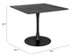 35" Black Square Steel Pedestal Base Dining Table