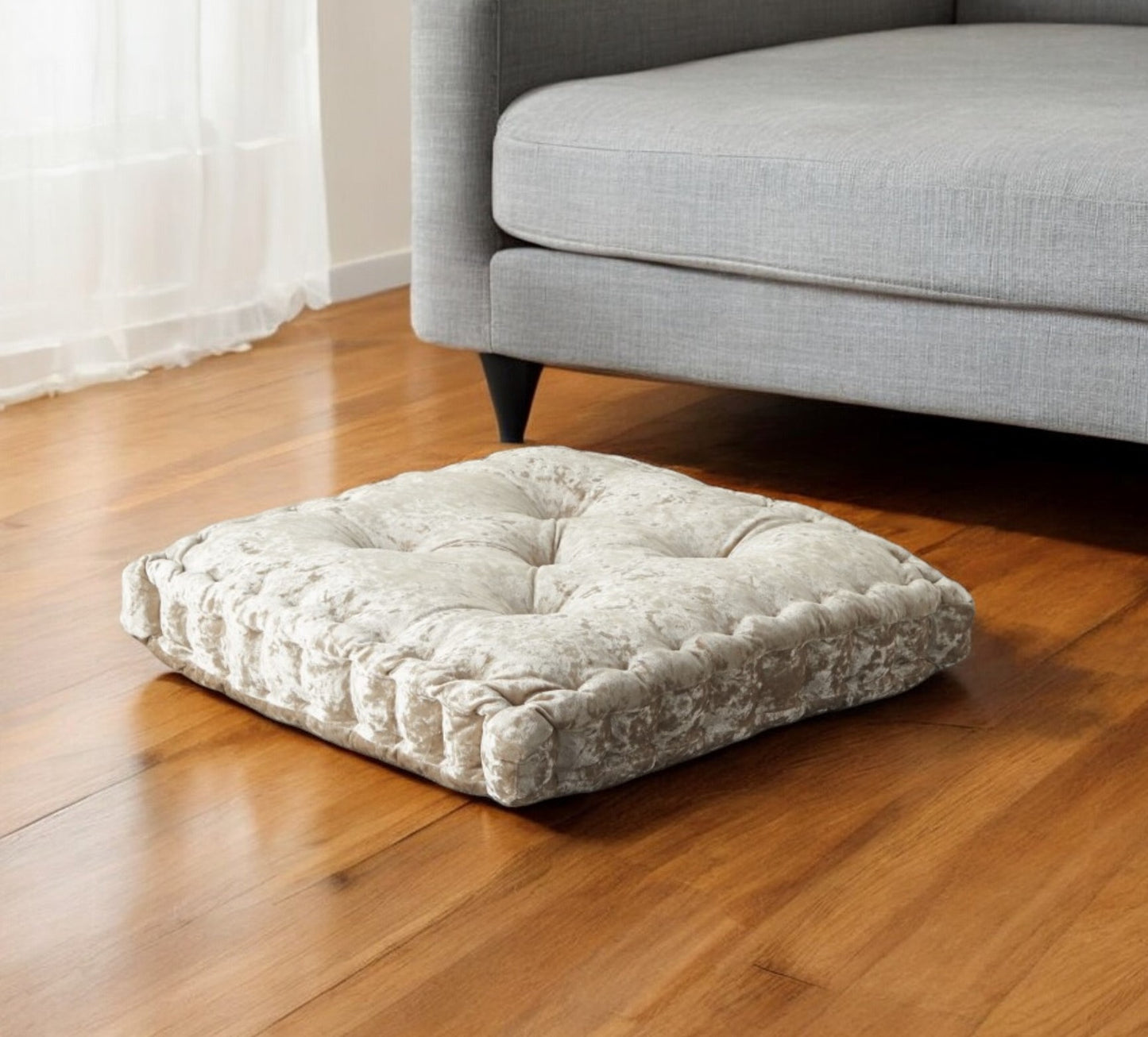 24" X 24" Beige Polyester Solid Color Floor Cushion