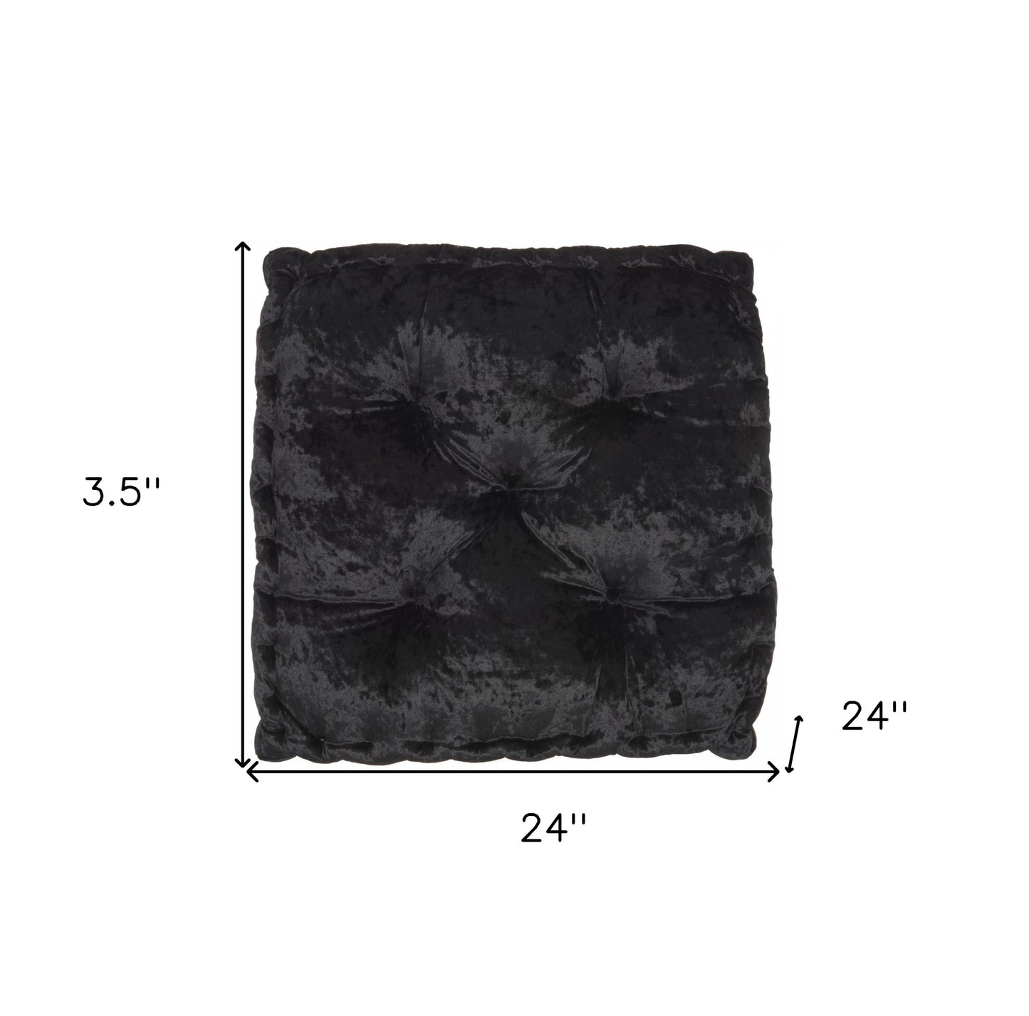 24" X 24" Black Polyester Solid Color Floor Cushion