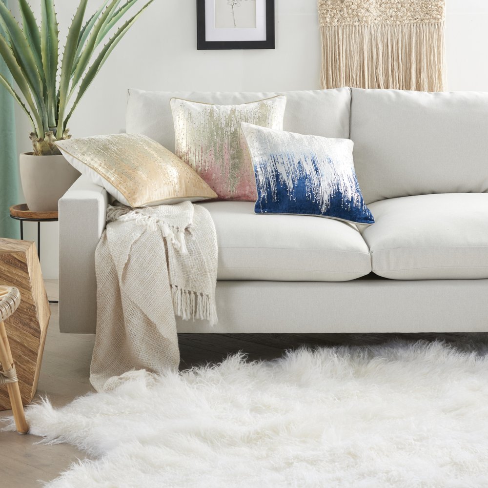 18" Cream Velvet Throw Pillow