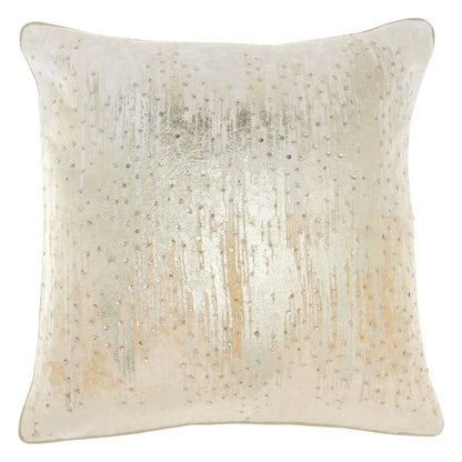 18" Cream Velvet Throw Pillow