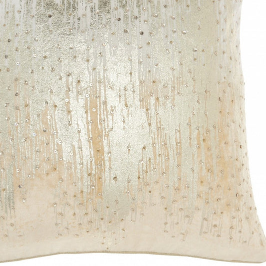 18" Cream Velvet Throw Pillow