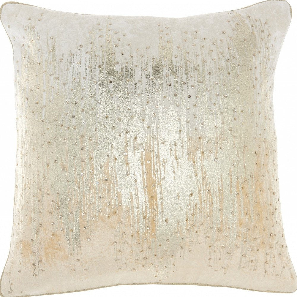 18" Cream Velvet Throw Pillow