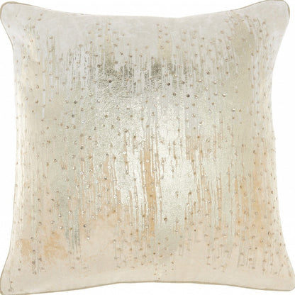18" Cream Velvet Throw Pillow