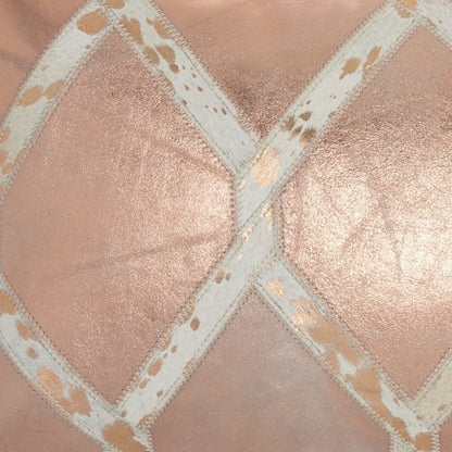 12" X 20" Rose Gold and White Metallic and Cowhide Throw Pillow