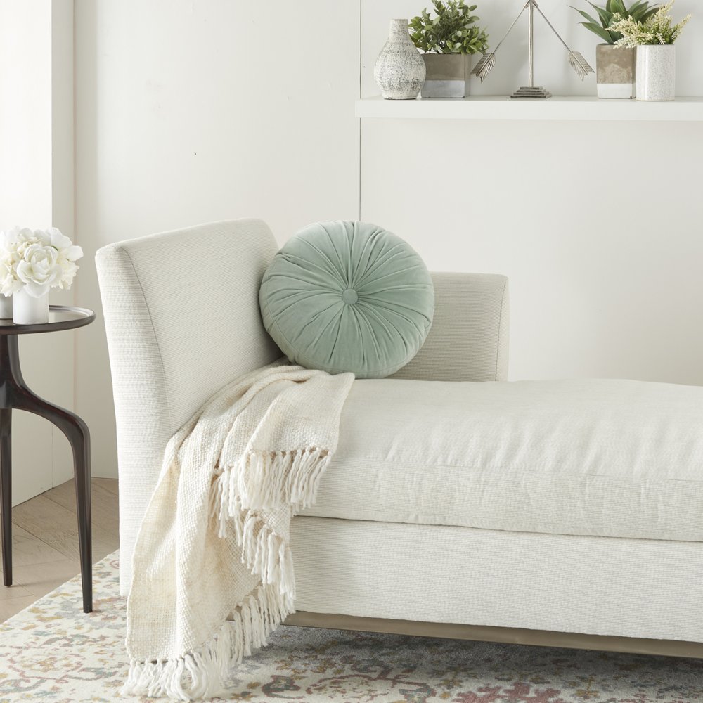 16" X 16" Mint Green Round Velvet