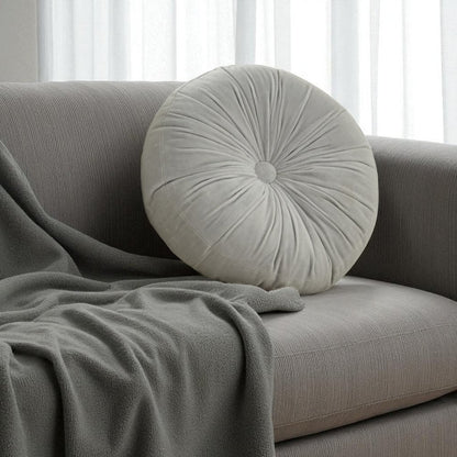 16" X 16" Light Gray Round Velvet