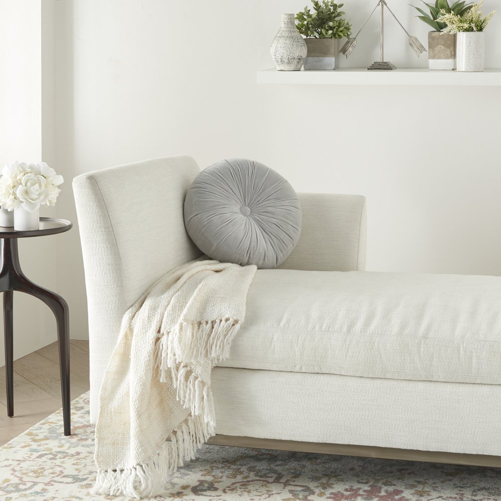 16" X 16" Light Gray Round Velvet