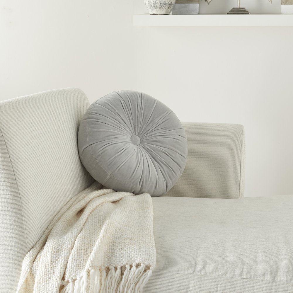 16" X 16" Light Gray Round Velvet