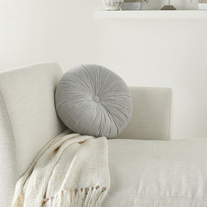 16" X 16" Light Gray Round Velvet
