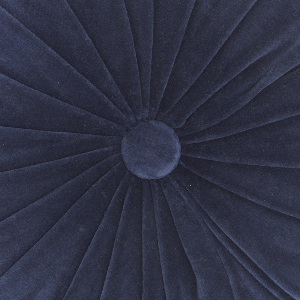16" X 16" Dark Blue Round Velvet Throw Pillow