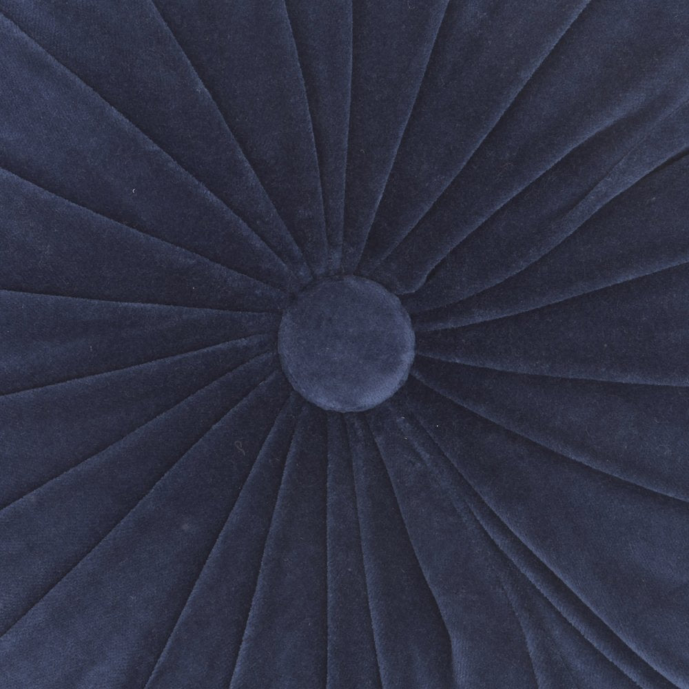 16" X 16" Dark Blue Round Velvet Throw Pillow