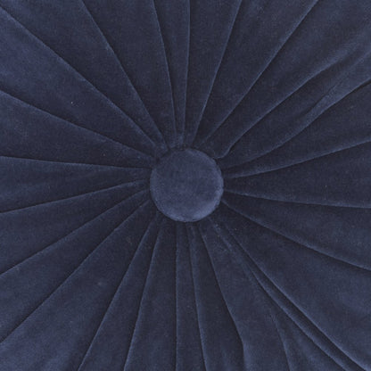 16" X 16" Dark Blue Round Velvet Throw Pillow