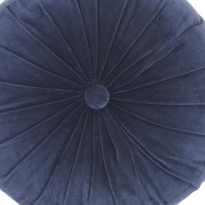 16" X 16" Dark Blue Round Velvet Throw Pillow