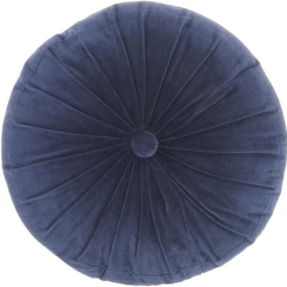 16" X 16" Dark Blue Round Velvet Throw Pillow