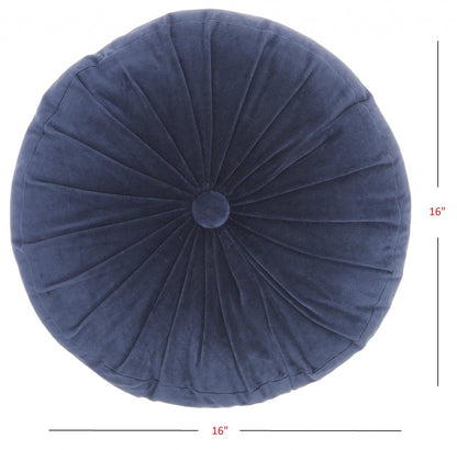16" X 16" Dark Blue Round Velvet Throw Pillow