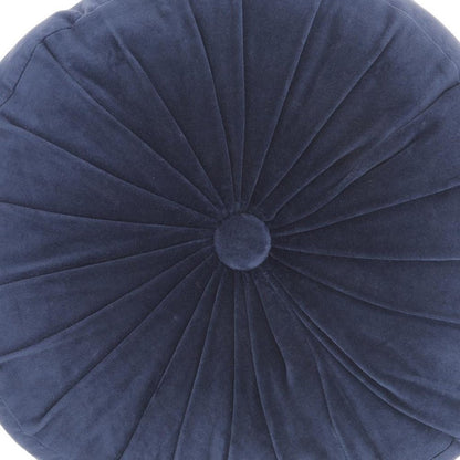 16" X 16" Dark Blue Round Velvet Throw Pillow