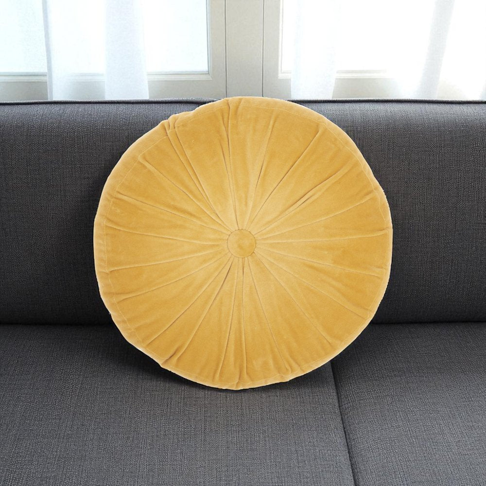 16" X 16" Mustard Yellow Round Velvet