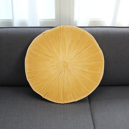 16" X 16" Mustard Yellow Round Velvet