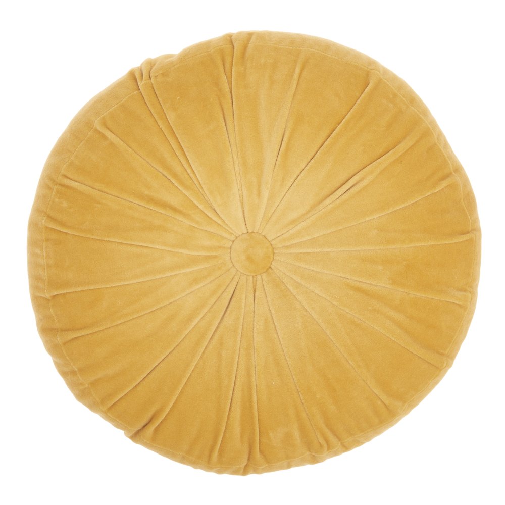 16" X 16" Mustard Yellow Round Velvet