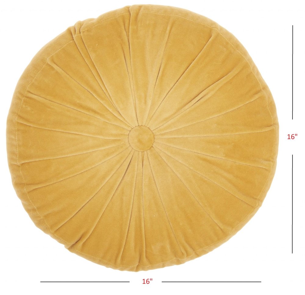 16" X 16" Mustard Yellow Round Velvet