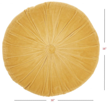 16" X 16" Mustard Yellow Round Velvet