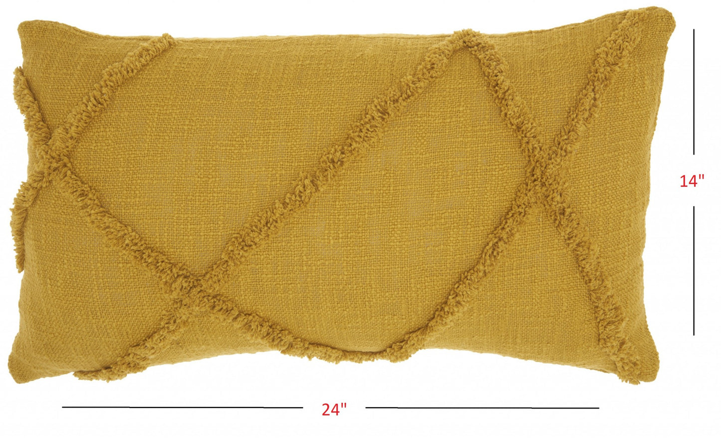 Dark Mustard Abstract  Shaggy Detail Lumbar Pillow