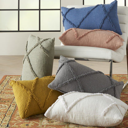 White Abstract  Shaggy Detail Lumbar Pillow