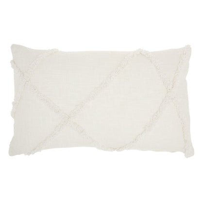 White Abstract  Shaggy Detail Lumbar Pillow