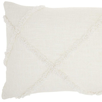 White Abstract  Shaggy Detail Lumbar Pillow