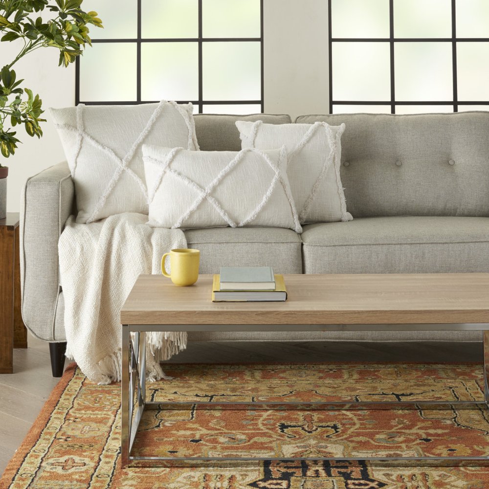 Boho Chic White Textured Lines Throw Pillow