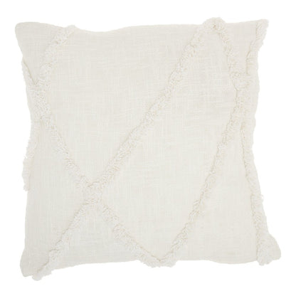 Boho Chic White Textured Lines Throw Pillow