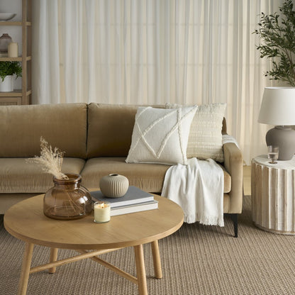 Boho Chic White Textured Lines Throw Pillow