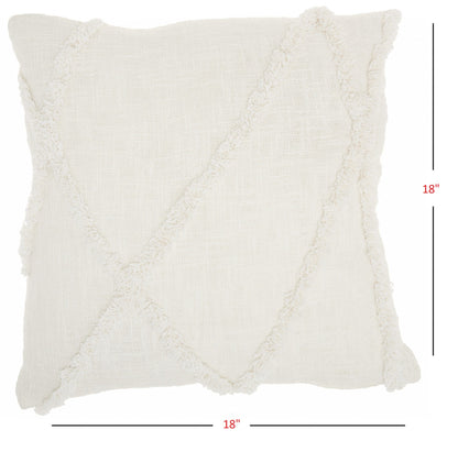 Boho Chic White Textured Lines Throw Pillow