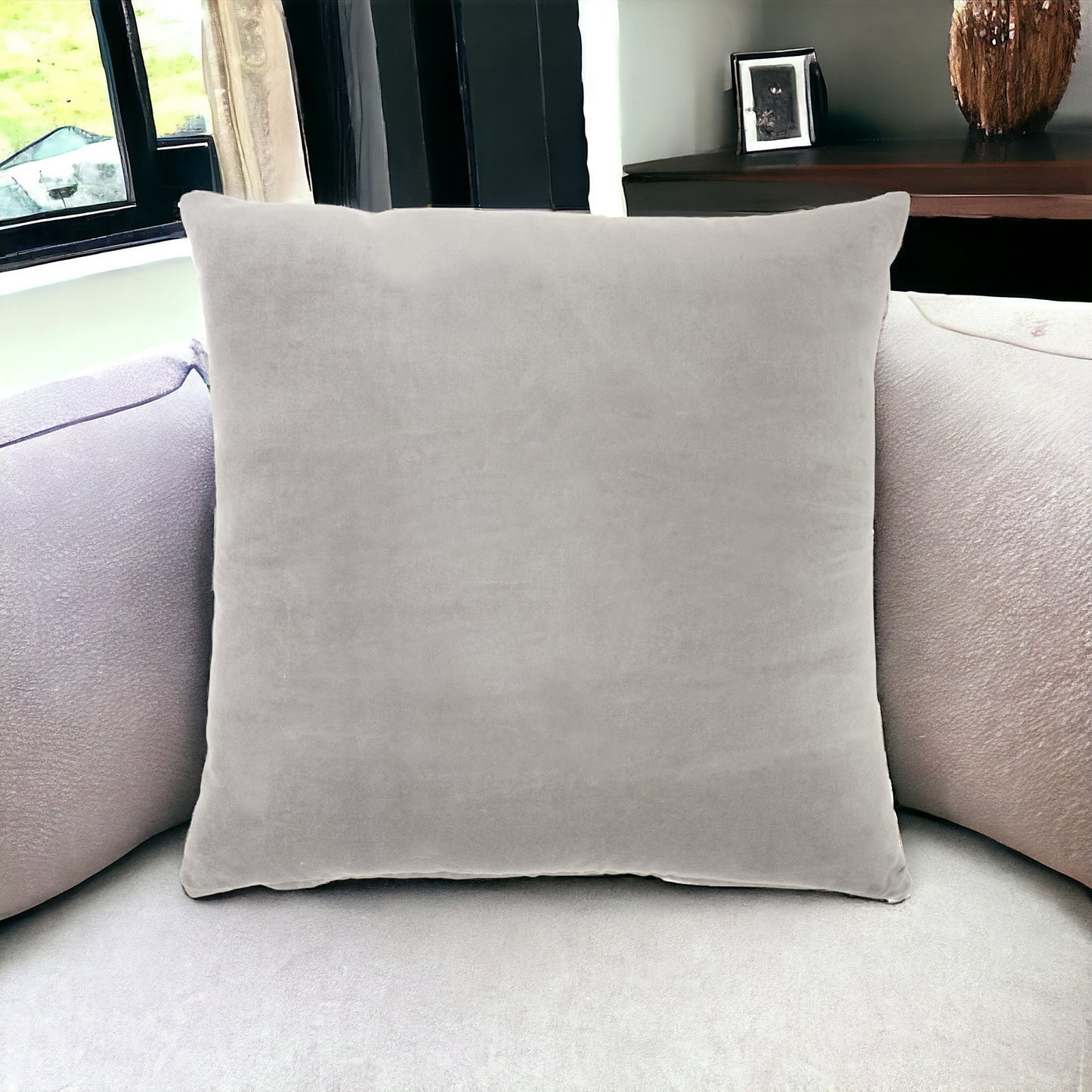 20" Gray Cotton Throw Pillow