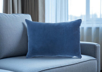 14" X 20" Navy Blue Cotton Throw Pillow