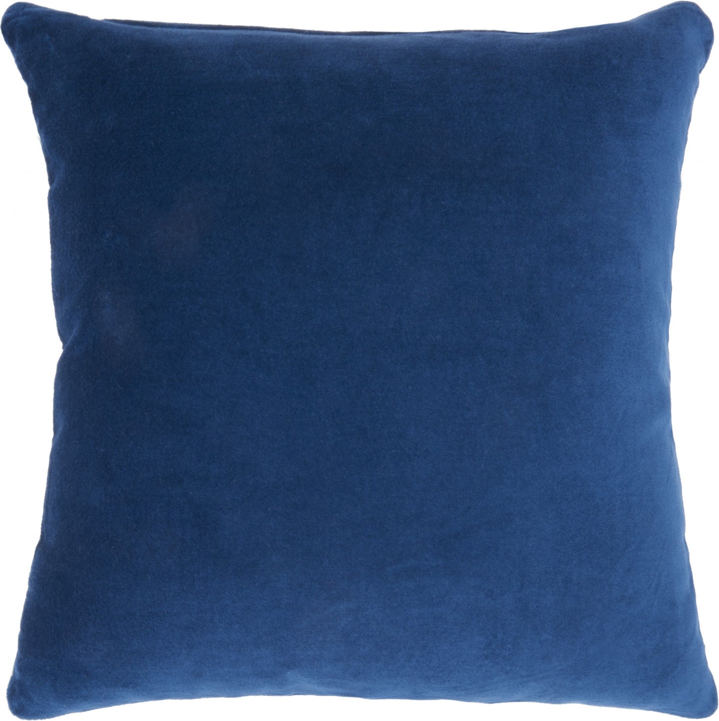 16" Navy and Ivory Velvet Throw Pillow