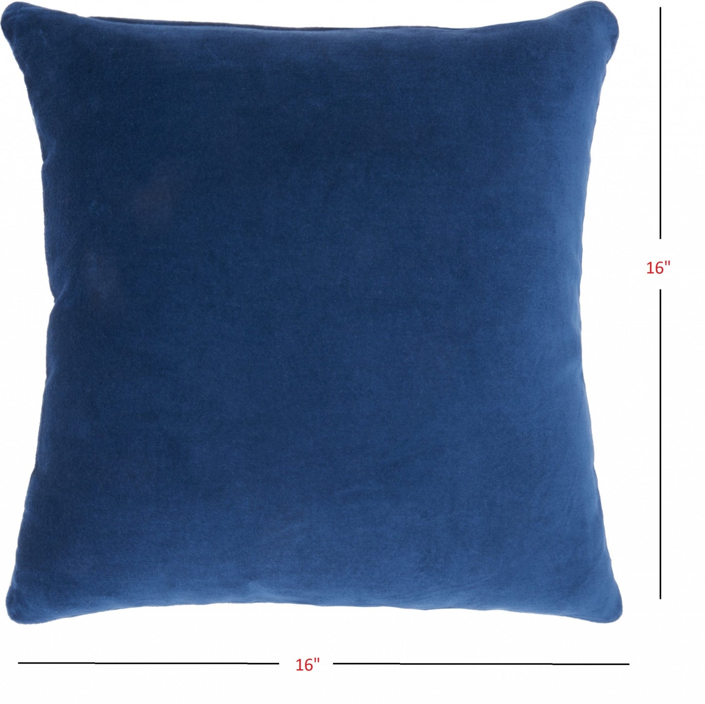 16" Navy and Ivory Velvet Throw Pillow