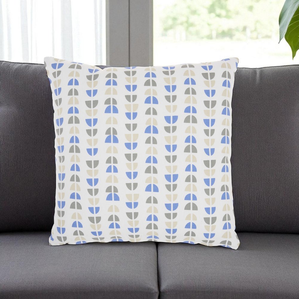 Blue And Taupe Geo Lines Throw Pillow