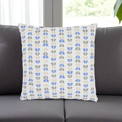 Blue And Taupe Geo Lines Throw Pillow
